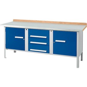 Kastenwerkbank Schäfer Shop Select PW 200-4, ESD, Buche Multiplexplatte, mit Stahlabdeckung, bis 750 kg, B 2000 x T 700 x H 840 mm, Enzianblau Kastenwerkbank Schäfer Shop Select PW 200-4, ESD, Buche Multiplexplatte, mit Stahlabdeckung, bis 750 kg, B 2000 x T 700 x H 840 mm, Enzianblau