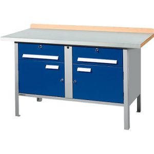 Kastenwerkbank Schäfer Shop Select PWi 150-0, ESD, Buche Multiplexplatte, mit Stahlabdeckung, bis 750 kg, B 1500 x T 700 x H 840 mm, Enzianblau Kastenwerkbank Schäfer Shop Select PWi 150-0, ESD, Buche Multiplexplatte, mit Stahlabdeckung, bis 750 kg, B 1500 x T 700 x H 840 mm, Enzianblau