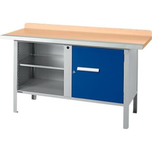 Kastenwerkbank Schäfer Shop Select PWi 150-1, Buche Multiplexplatte, mit Stahlkante, bis 750 kg, B 1500 x T 700 x H 840 mm, Enzianblau Kastenwerkbank Schäfer Shop Select PWi 150-1, Buche Multiplexplatte, mit Stahlkante, bis 750 kg, B 1500 x T 700 x H 840 mm, Enzianblau