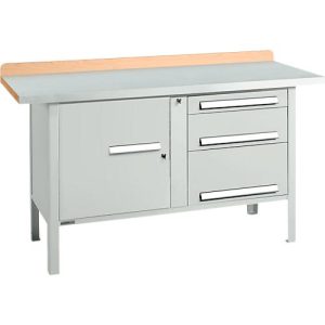 Kastenwerkbank Schäfer Shop Select PWi 150-7, ESD, Buche Multiplexplatte, mit Stahlabdeckung, bis 750 kg, B 1500 x T 700 x H 840 mm, Lichtgrau Kastenwerkbank Schäfer Shop Select PWi 150-7, ESD, Buche Multiplexplatte, mit Stahlabdeckung, bis 750 kg, B 1500 x T 700 x H 840 mm, Lichtgrau