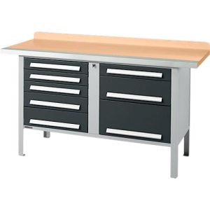Kastenwerkbank Schäfer Shop Select PWi 150-8, Buche Multiplexplatte, mit Stahlkante, bis 750 kg, B 1500 x T 700 x H 840 mm, Anthrazit Kastenwerkbank Schäfer Shop Select PWi 150-8, Buche Multiplexplatte, mit Stahlkante, bis 750 kg, B 1500 x T 700 x H 840 mm, Anthrazit