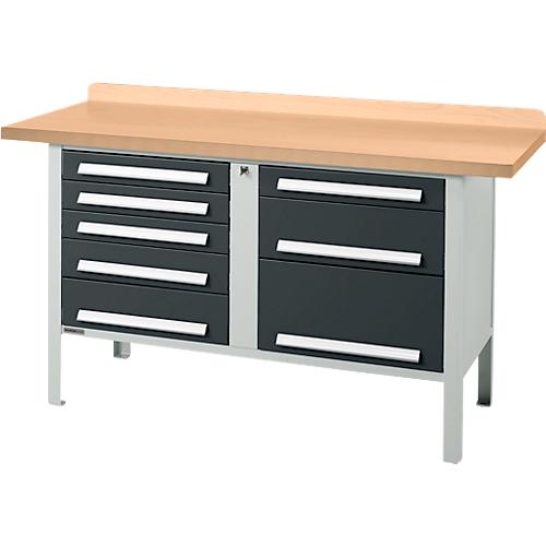 Kastenwerkbank Schäfer Shop Select PWi 150-8, mitteldichte Faserplatte (MDF), bis 750 kg, B 1500 x T 680 x H 838 mm, Anthrazit