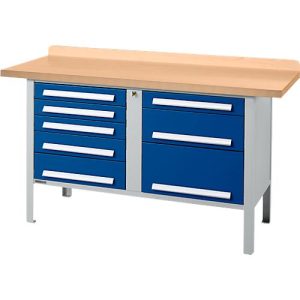 Kastenwerkbank Schäfer Shop Select PWi 150-8, mitteldichte Faserplatte (MDF), bis 750 kg, B 1500 x T 680 x H 838 mm, Enzianblau Kastenwerkbank Schäfer Shop Select PWi 150-8, mitteldichte Faserplatte (MDF), bis 750 kg, B 1500 x T 680 x H 838 mm, Enzianblau