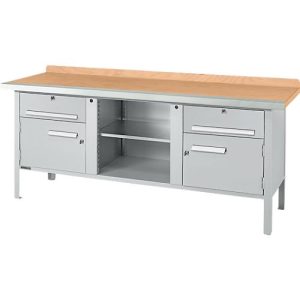 Kastenwerkbank Schäfer Shop Select PWi 200-0, Buche Multiplexplatte, mit Stahlkante, bis 750 kg, B 2000 x T 700 x H 840 mm, Weißaluminium Kastenwerkbank Schäfer Shop Select PWi 200-0, Buche Multiplexplatte, mit Stahlkante, bis 750 kg, B 2000 x T 700 x H 840 mm, Weißaluminium