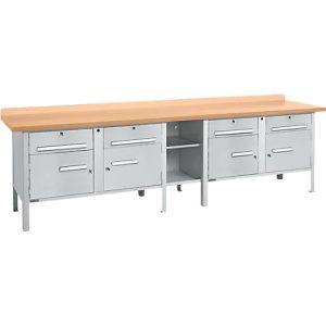 Kastenwerkbank Schäfer Shop Select PWi 300-0, mitteldichte Faserplatte (MDF), bis 750 kg, B 3000 x T 680 x H 838 mm, Weißaluminium Kastenwerkbank Schäfer Shop Select PWi 300-0, mitteldichte Faserplatte (MDF), bis 750 kg, B 3000 x T 680 x H 838 mm, Weißaluminium