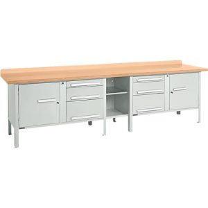 Kastenwerkbank Schäfer Shop Select PWi 300-2, Buche Multiplexplatte, bis 750 kg, B 3000 x T 700 x H 840 mm, Lichtgrau Kastenwerkbank Schäfer Shop Select PWi 300-2, Buche Multiplexplatte, bis 750 kg, B 3000 x T 700 x H 840 mm, Lichtgrau