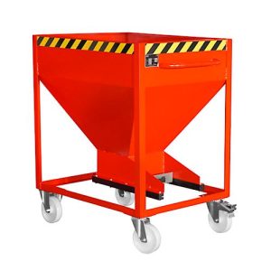 Kippbehälter SR-D 375, Tragkraft 375 kg, mit Rollen & Schieberverschluss, B 780 x H 1230 mm, Stahl, feuerrot RAL 3000