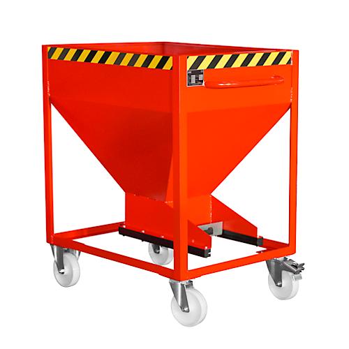 Kippbehälter SR-D 375, Tragkraft 375 kg, mit Rollen & Schieberverschluss, B 780 x H 1230 mm, Stahl, feuerrot RAL 3000