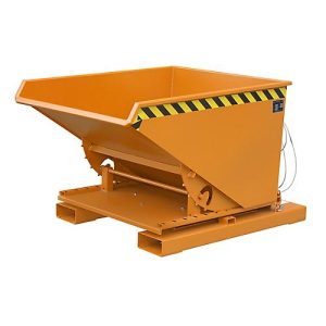 Kippbehälter Typ 3S 600, Tragfähigkeit 1000 kg, mit 3-seitiger Kippfunktion, orange RAL 2000 Kippbehälter Typ 3S 600, Tragfähigkeit 1000 kg, mit 3-seitiger Kippfunktion, orange RAL 2000