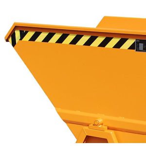 Kippmulde Bauer KS 700, Stahl, orange, B 1340 x T 1200 x H 1275 mm, 700 l, bis 1000 kg, Rollen, manuelle Kippvorrichtung Kippmulde Bauer KS 700, Stahl, orange, B 1340 x T 1200 x H 1275 mm, 700 l, bis 1000 kg, Rollen, manuelle Kippvorrichtung