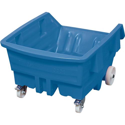 Kippwagen, Polyethylen, blau, B 920 x T 1320 x H 625 mm, 300 l, Schüttkanthöhe 405 mm, bis 150 kg