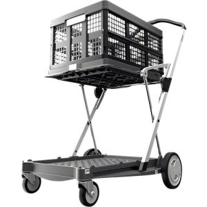 Klappmobil CLAX®, 2 Etagen, Tragkraft bis 60 kg, Lenk- & Bockrollen, inkl. 46 l Klappbox, Aluminium & Kunststoff, grau/grau Klappmobil CLAX®, 2 Etagen, Tragkraft bis 60 kg, Lenk- & Bockrollen, inkl. 46 l Klappbox, Aluminium & Kunststoff, grau/grau