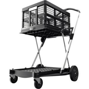 Klappmobil CLAX®, 2 Etagen, Tragkraft bis 60 kg, Lenk- & Bockrollen, inkl. 46 l Klappbox, Aluminium & Kunststoff, schwarz/schwarz Klappmobil CLAX®, 2 Etagen, Tragkraft bis 60 kg, Lenk- & Bockrollen, inkl. 46 l Klappbox, Aluminium & Kunststoff, schwarz/schwarz