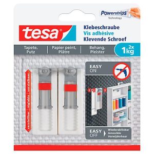 Klebeschraube tesa®, für Tapete & Putz, Haftkraft bis 1 kg, höhenverstellbar, ablösbar, 2 Stück Klebeschraube tesa®, für Tapete & Putz, Haftkraft bis 1 kg, höhenverstellbar, ablösbar, 2 Stück