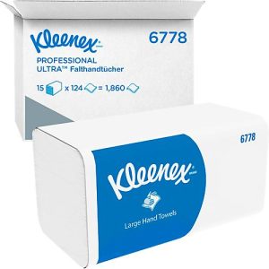 Kleenex® Ultra Hygiene-Formathandtücher Interfold 6778, 2-lagig, V-Faltung, 15 Pack á 124 Tücher, weiß Kleenex® Ultra Hygiene-Formathandtücher Interfold 6778, 2-lagig, V-Faltung, 15 Pack á 124 Tücher, weiß