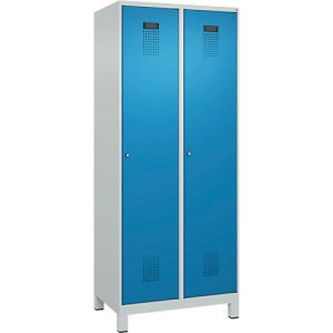 Kleiderspind C+P Evolo Plus, 2 Abteile, 400 mm Abteilbreite, mit Füßen, Anschlag rechts, B 800 x T 500 x H 1950 mm, Zylinder, lichtgrau/lichtblau Kleiderspind C+P Evolo Plus, 2 Abteile, 400 mm Abteilbreite, mit Füßen, Anschlag rechts, B 800 x T 500 x H 1950 mm, Zylinder, lichtgrau/lichtblau