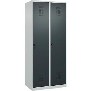Kleiderspind C+P Evolo Plus, 2 Abteile, Anschlag rechts, Sicherheits-Drehriegel, B 800 x T 500 x H 1850 mm, lichtgrau/anthrazitgrau Kleiderspind C+P Evolo Plus, 2 Abteile, Anschlag rechts, Sicherheits-Drehriegel, B 800 x T 500 x H 1850 mm, lichtgrau/anthrazitgrau