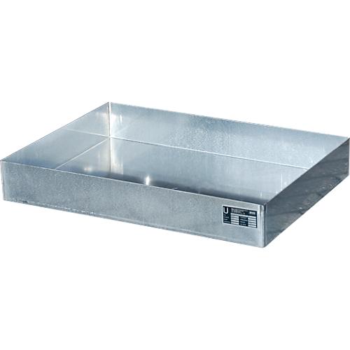 Kleingebindewanne Bauer KGW-P 1, Volumen 22 l, bis 50 kg, ohne Lochblechrost, B 600 x T 400 x H 120 mm, Stahl verzinkt