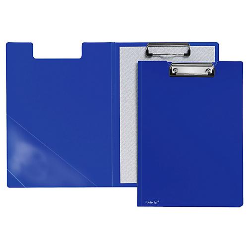 Klemmbrett-Mappe A4, Klemme mit Kunststoffecken, Dreiecks-Klarsichttasche innen, PP, blau