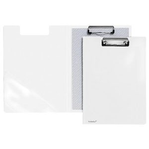 Klemmbrett-Mappe A4, Klemme mit Kunststoffecken, Dreiecks-Klarsichttasche innen, PP, weiß Klemmbrett-Mappe A4, Klemme mit Kunststoffecken, Dreiecks-Klarsichttasche innen, PP, weiß