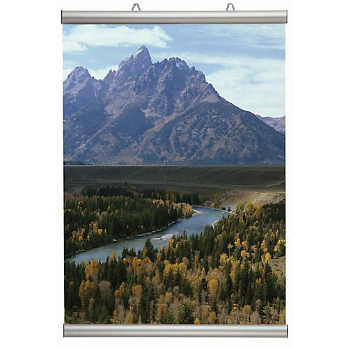 Klemmschiene Postersnapper, Wandmontage/freihängend, aufklappbar, Rutschsicherung, L 300 x T 16 x H 25 mm, Aluminium, 2 Stück