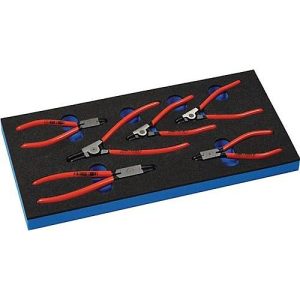 KNIPEX Werkzeugeinlage, 1/3-Modul, inkl. 6-tlg. Zangensatz f. Sicherungsringe, B 185 x T 385 x H 30 mm, Schaumstoff, schwarz-blau KNIPEX Werkzeugeinlage, 1/3-Modul, inkl. 6-tlg. Zangensatz f. Sicherungsringe, B 185 x T 385 x H 30 mm, Schaumstoff, schwarz-blau