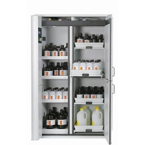 Kombi-Sicherheitsschrank Typ 90 asecos K-PHOENIX Vol.2-90, Flügel- und Falttüren mit Schließ-Automatik, Front Lichtgrau, B 1197 x T 617 x H 1969 mm Kombi-Sicherheitsschrank Typ 90 asecos K-PHOENIX Vol.2-90, Flügel- und Falttüren mit Schließ-Automatik, Front Lichtgrau, B 1197 x T 617 x H 1969 mm