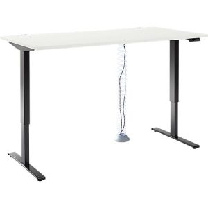 Komplettangebot Schäfer Shop Genius Schreibtisch AERO FLEX, 1-stufig elektrisch höhenverstellbar, Rechteck, T-Fuß, B 1600 mm, weiß/schwarz + Kabelspirale Komplettangebot Schäfer Shop Genius Schreibtisch AERO FLEX, 1-stufig elektrisch höhenverstellbar, Rechteck, T-Fuß, B 1600 mm, weiß/schwarz + Kabelspirale