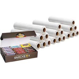 Komplettset Stretchfolie, 500 mm x 300 m, transparent, Stärke 20 my, 18 Rollen + Snackbox Mars-Edition Mixpaket, 78 Artikel Komplettset Stretchfolie, 500 mm x 300 m, transparent, Stärke 20 my, 18 Rollen + Snackbox Mars-Edition Mixpaket, 78 Artikel