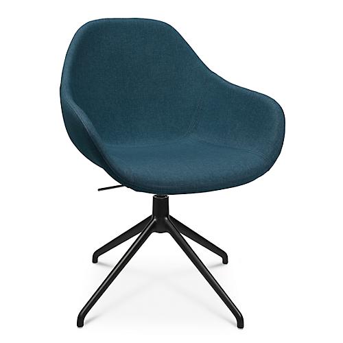 Konferenzsessel Topstar Sitness Life 2.0, dreh-/sitzhöhenverstellbar, Armlehnen, B 450 x T 460 x H 440-470 mm, 4-Fußgestell, Alu schwarz-matt & Stoff, petrol