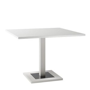 Konferenztisch, bis 4 Personen, Quadrat, Standfuß, B 1000 x T 1000 x H 720-820 mm, weiß/silber Konferenztisch, bis 4 Personen, Quadrat, Standfuß, B 1000 x T 1000 x H 720-820 mm, weiß/silber