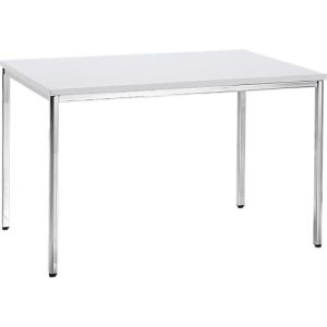 Konferenztisch, bis 4 Personen, Rechteck, 4-Fuß Quadratrohr, B 1200 x T 800 x H 720 mm, weiß/chromsilber Konferenztisch, bis 4 Personen, Rechteck, 4-Fuß Quadratrohr, B 1200 x T 800 x H 720 mm, weiß/chromsilber