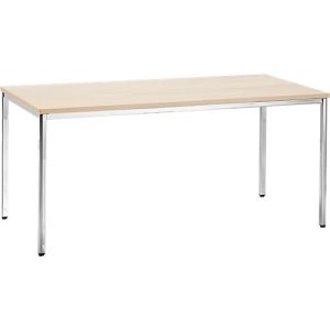 Konferenztisch, bis 6 Personen, Rechteck, 4-Fuß Quadratrohr, B 1600 x T 800 x H 720 mm, Ahorn/chromsilber Konferenztisch, bis 6 Personen, Rechteck, 4-Fuß Quadratrohr, B 1600 x T 800 x H 720 mm, Ahorn/chromsilber