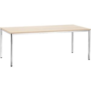 Konferenztisch, bis 6 Personen, Rechteck, 4-Fuß Quadratrohr, B 2000 x T 800 x H 720 mm, Ahorn/chromsilber Konferenztisch, bis 6 Personen, Rechteck, 4-Fuß Quadratrohr, B 2000 x T 800 x H 720 mm, Ahorn/chromsilber