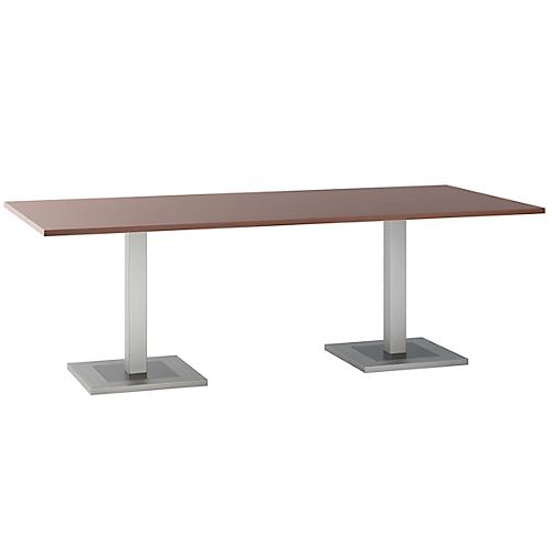 Konferenztisch, bis 8 Personen, Rechteck, Standfuß, B 2200 x T 1000 x H 720-820 mm, Ahornbrazil/silber