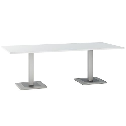 Konferenztisch, bis 8 Personen, Rechteck, Standfuß, B 2200 x T 1000 x H 720-820 mm, weiß/silber