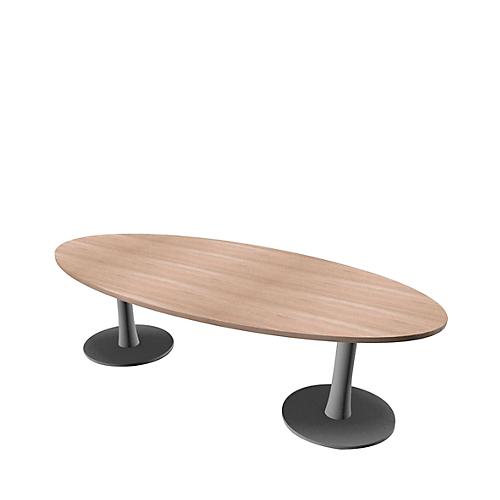 Konferenztisch X-Time Work, bis 8 Personen, Oval, Tellerfuß, B 2400 x H 740 mm, Ulme/silber