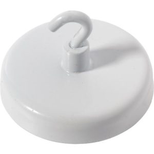 Kraftmagnet mit Haken, Ø 36 mm, Haftkraft ca. 10 kg, weiß, 5 Stück Kraftmagnet mit Haken, Ø 36 mm, Haftkraft ca. 10 kg, weiß, 5 Stück
