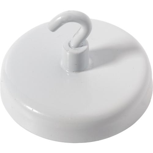 Kraftmagnet mit Haken, Ø 36 mm, Haftkraft ca. 10 kg, weiß, 5 Stück