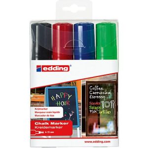 Kreidemarker edding 4090 4-15mm, 1xschwarz, 1xrot, 1xblau, 1xgrün Kreidemarker edding 4090 4-15mm, 1xschwarz, 1xrot, 1xblau, 1xgrün
