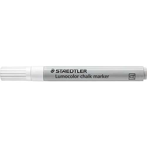 Kreidemarker STAEDTLER Lumocolor®, Rundspitze, Schreibfarbe weiß, Strichbreite 2,4 mm, für glatte Oberflächen, Flüssigkeit auf Wasserbasis