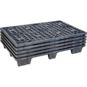 Kunststoff-Mehrweg-Stapelpalette KIGAnesto®, 7 kg, durchbrochenes Deck, bis 3500 kg, stapelbar, 100% Recyclingmaterial, ohne Rand, anthrazit Kunststoff-Mehrweg-Stapelpalette KIGAnesto®, 7 kg, durchbrochenes Deck, bis 3500 kg, stapelbar, 100% Recyclingmaterial, ohne Rand, anthrazit