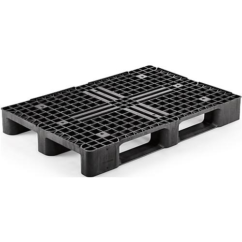 Kunststoffpalette, L 1200 x B 800 x H 145 mm, 4-seitg einfahrbar, 3 Kufen, Antirutschkante, bis 5000 kg, 5 Stück