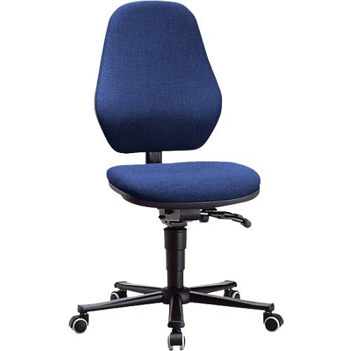 Labordrehstuhl Basic, mit Rollen, Stoffpolster, Duotec blau