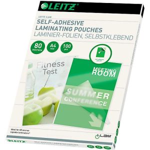 Laminierfolien Leitz iLAM, A4 Hoch-& Querformat, Stärke 80 µm, selbstklebende Rückseite, wiederablösbar, L 216 x B 303 mm, PET, farblos, 100 Stück Laminierfolien Leitz iLAM, A4 Hoch-& Querformat, Stärke 80 µm, selbstklebende Rückseite, wiederablösbar, L 216 x B 303 mm, PET, farblos, 100 Stück