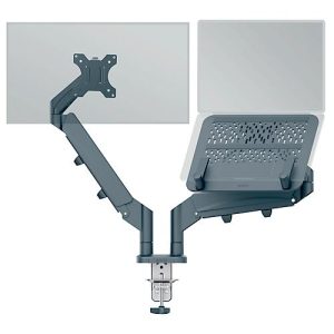 Laptop- Monitorarm Leitz Ergo Dual, für 2 Displays bis 32′ & Notebooks bis 17′, dreh- und neigbar, höhenverstellbar, Kabelführung, VESA, dunkelgrau Laptop- Monitorarm Leitz Ergo Dual, für 2 Displays bis 32′ & Notebooks bis 17′, dreh- und neigbar, höhenverstellbar, Kabelführung, VESA, dunkelgrau