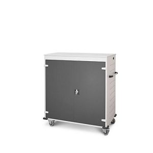 Laptopwagen mit Ladefunktion, 2-Punkt-Verriegelung, Feststellbremse, 30 Fächer, B 1310 x T 500 x H 1250, anthrazit Laptopwagen mit Ladefunktion, 2-Punkt-Verriegelung, Feststellbremse, 30 Fächer, B 1310 x T 500 x H 1250, anthrazit
