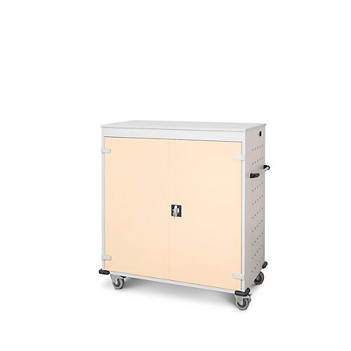 Laptopwagen mit Ladefunktion, 2-Punkt-Verriegelung, Feststellbremse, 30 Fächer, B 1310 x T 500 x H 1250, hellelfenbein
