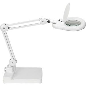 LED-Lupenleuchte MAULvisio, Leistung 8 W, 1200 lm, 3-Dioptrien-Linse, drehbarer Standfuß, weiß LED-Lupenleuchte MAULvisio, Leistung 8 W, 1200 lm, 3-Dioptrien-Linse, drehbarer Standfuß, weiß