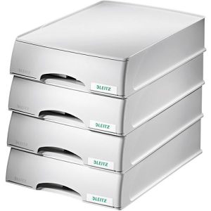 LEITZ® Ablagekorb Plus, DIN A4, Kunststoff, 4 Stück, grau LEITZ® Ablagekorb Plus, DIN A4, Kunststoff, 4 Stück, grau